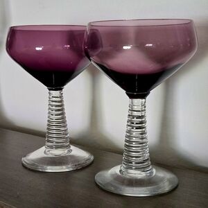Unique Vintage Purple Glass Goblets